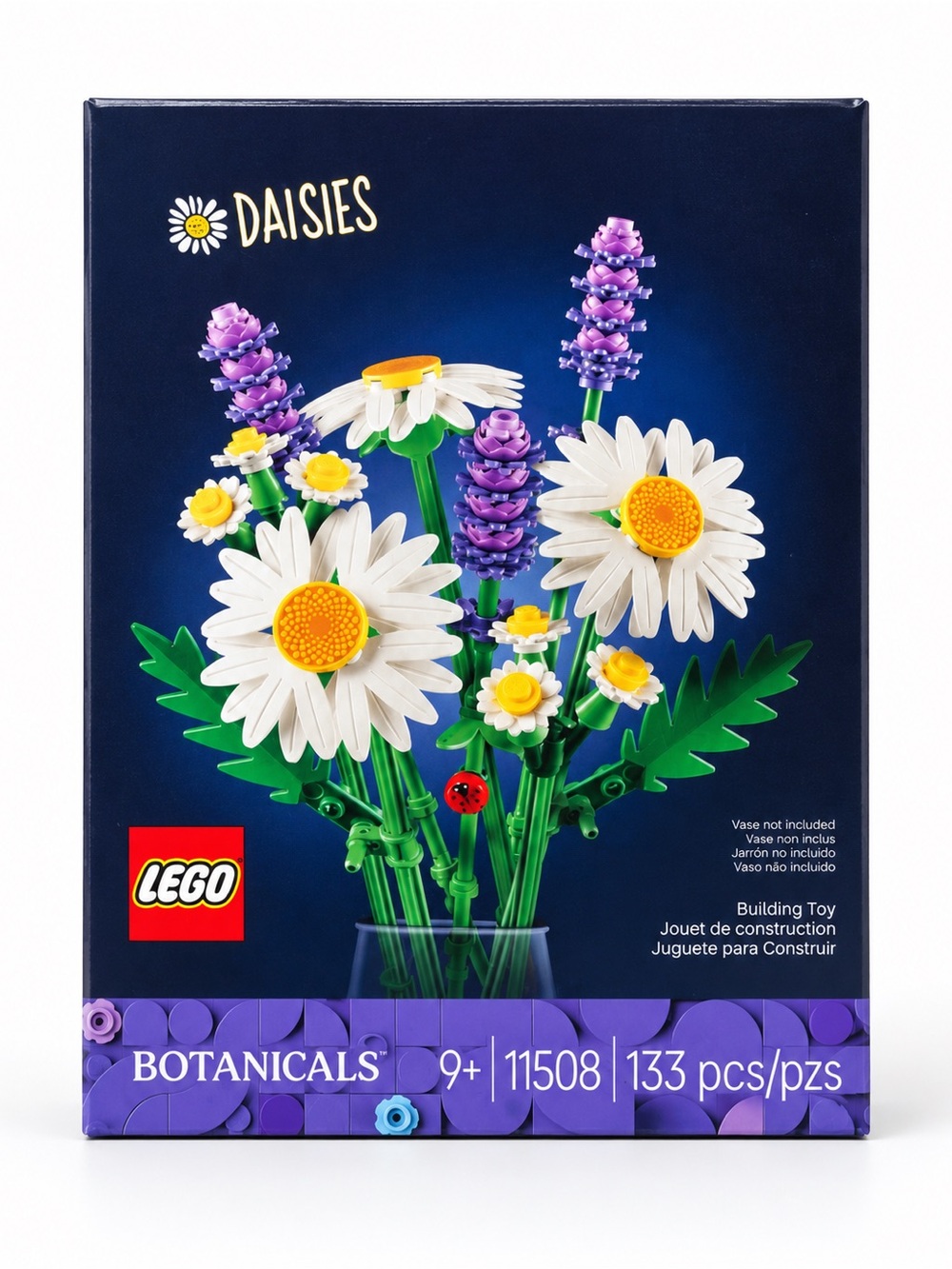 Lego Daisies & Lavender Floral Display — White, Yellow, Green, Purple